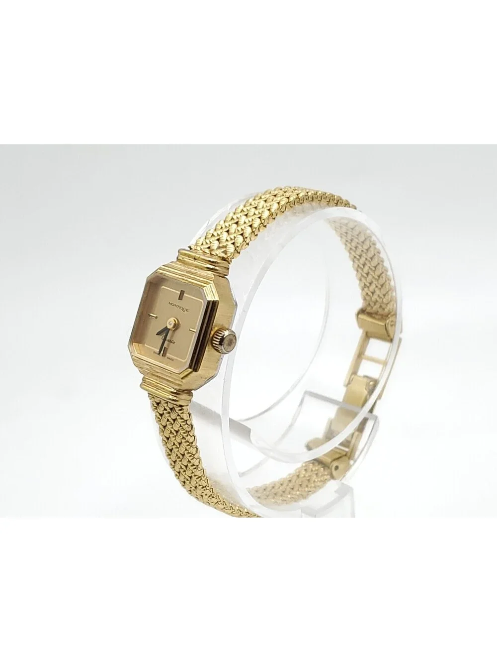 Montique Quartz Womens Watch New Battery Gold Tone Swiss Made 15mm